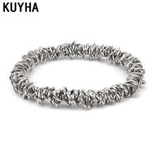 Making 316L stainless steel chain link silver metal charm stretch bracelet fashion elastic stretchy bangle bracelets for women 2024 - compre barato