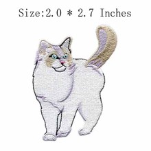 Patch bordado de gato 6/8 "largura/branco/roupa diy/emblema 2024 - compre barato