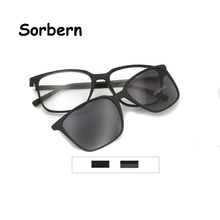 Tr90 óculos de sol masculino com clipe magnético, armações de óculos preto com lentes polarizadas para homens e mulheres 2024 - compre barato