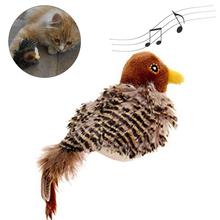 Juguete para gato en forma de Gorrión, juguete de felpa interactivo con sonido para mascotas, con sonido de pájaro 2024 - compra barato