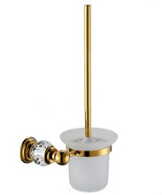 Free shipping  gold pvD clour crystal  toilet brush holder 2024 - buy cheap