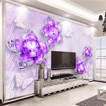 Beibehang-papel tapiz personalizado para pared, mural de Foto 3d, joyería púrpura noble, flor, TV estéreo, papel tapiz para habitación 2024 - compra barato