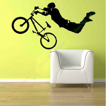 Chico gigante bicicleta BMX bicicleta pared arte etiqueta engomada etiqueta de bricolaje en casa Mural decoración de pared desmontable dormitorio decoración pegatina 56x102cm 2024 - compra barato