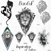 Baofuli tatuagem temporária geométrica, triângulo realista, leão e tigre, adesivo de desenho, folhas, tatuagens à prova d'água, tatuagens femininas e masculinas 2024 - compre barato