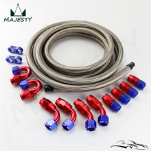 AN8 Stainless Steel Braided Hose AN 8 AN Silver + Fitting Hose End Adaptor KIT 2024 - buy cheap