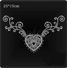 2pc/lot Neckline heart patches hot fix rhinestone transfer motifs iron on crystal transfers design  applique patches 2024 - buy cheap