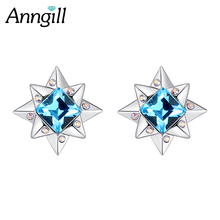 Moda coreana brilhante azul cristais de swarovski estrela brincos charmosos senhoras brincos presentes para acessórios femininos minimalista 2024 - compre barato