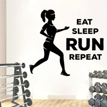 Fitness Wall Decals Eat Sleep Run Repeat Gym Words Quote Vinyl Wall Sticker Bedroom Decal Bodybuilding Workout Girl Mural S180 2024 - buy cheap