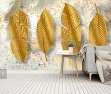 Papel tapiz De hojas doradas 3D, rollos De Papel tapiz para pared del dormitorio, pintura artística, Papel De pared personalizado 2024 - compra barato