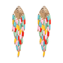 Chunky Colorful Bead Tassel Earrings for Women Fashion Handmade Jewelry Statement Drop Earrings Bohemian Long Pendientes Earring 2024 - buy cheap