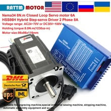 Motor paso a paso de bucle cerrado Nema 34 8N.m 6A 116mm + HSS86H 70VAC 2 fase híbrida paso-servocontrolador 8A juego de controladores CNC 2024 - compra barato