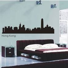 Pegatinas de vinilo de la pared del Skyline de Hong Kong, arte Mural para decoración del hogar y sala de estar 2024 - compra barato