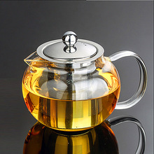 Apple Shape Glass Teapot Cambered Hyaline Stainless Steel Filter Resistant  Black & Puer Tea Sets Kettle Tea infuse 650ml-1300ml 2024 - buy cheap