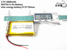 Литиевая батарея хорошего качества 3,7 V, 2000 мАч 903759 полимерный литий-ионный/литий-ионный аккумулятор для планшетного компьютера банка, gps, mp3, mp4 2024 - купить недорого