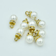 10PCS  ABS 8mm Glossy Beads rhinestone Pendant ornaments wedding crafts DIY Earrings beads PH001 2024 - buy cheap