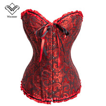 Corselette gótico feminino, espartilho steampunk para mulheres, plus size, overbusto, corpete branco, top de renda sexy 2024 - compre barato