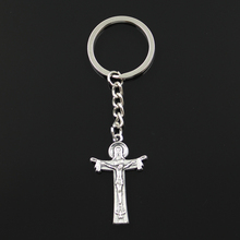 Fashion 30mm Key Ring Metal Key Chain Keychain Jewelry Antique Bronze Silver Color Plated Cross Jesus 40x24mm Pendant 2024 - buy cheap