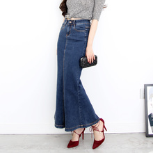 Saia longa jeans feminina tamanhos grandes, saia estilosa estilo sereia para mulheres em denim 2024 - compre barato