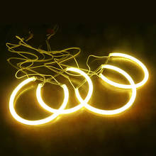 FEELDO 2X131mm 2X146mm Yellow Car CCFL Halo Rings Angel Eyes LED Headlights For BMW E46 (NON projector) Light Kits #AM4174 2024 - купить недорого