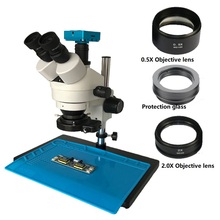 30MP HDMI USB Industrial soldering microscope camera 3.5X-90X Simul Focal Trinocular stereo microscopio 144 led lights heat mat 2024 - buy cheap