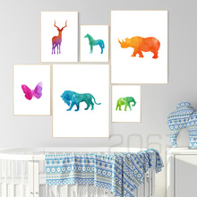 Deer Elephant Lion Horse Rabbit Nursery Nordic Posters And Prints Wall Art Canvas Painting Animal Wall Pictures Kids Room Decor 2024 - buy cheap