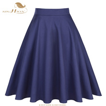 SISHION Navy Blue Skirt 2022 Women Elegant Sexy Short Summer Skirt High Waist Cotton Ladies Girls Swing A Line Vintage Skirts 2024 - buy cheap