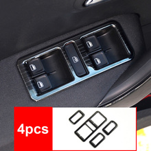 4pcs for vw polo 2011-2017 Glass lifting switch panel Decoration frame black Stainless steel 2024 - buy cheap