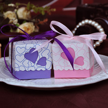 50PCS Wedding Decoration Pink Purple Heart Paper Candy Box Wedding Favors Gifts FERRERO ROCHER Box with Ribbon 2024 - buy cheap