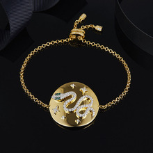 Alta quatily 925 prata esterlina marca de luxo design animal zircônia cúbica cor ouro cobra moeda pulseira feminina jóias finas 2024 - compre barato