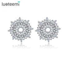 LUOTEEMI AAA Quality Fashion 2016 New Style Sparkling Genuine Crystal CZ Stud Earrings For Women Wedding Bridal  Brincos 2024 - buy cheap