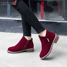 Women Martin Boots Suede Autumn Winter Warm Plush Fur Shoes Woman Feminina Female Motorcycle Ankle Boots Women Botas Mujer 2024 - buy cheap