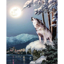 Full drill diamond embroidery needlework cross stitch set diamond painting Lonely & Howling Wolf KBL 2024 - buy cheap