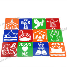 Plantillas de dibujo para niños, juguetes de plástico para dibujar, biblia, 12 diseños, 128x128mm 2024 - compra barato