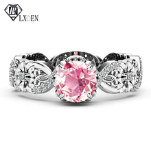 LXOEN Pink Crystal Engagement Ring with Silver Color AAA Cubic Zircon Rings for Women Party Jewelry Accessories Anillos 2024 - buy cheap