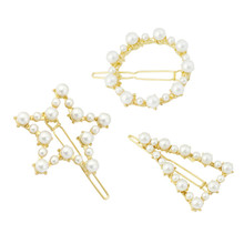 Gold-color Geometric Barrettes Pearl Hair Jewelry Women Brand Hairpins with Pearls Hair Clip Wedding Hair Accessories Top Gifts 2024 - buy cheap