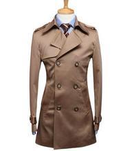 Black blue beige 219 autumn slim men's clothing medium-long trench coat men business outerwear mens trench coat plus size 9XL 2024 - buy cheap