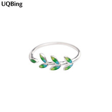 2019 anel de prata esterlina 925, joia com folhas, presente de natal, joias para mulheres, anéis com dedo 2024 - compre barato