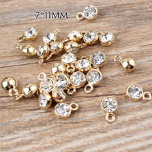 Charmoso de joias strass 7*11mm, charmoso de joias de liga de cristal com tom de ouro 200 para pulseira e colar com pingente de brinco 2024 - compre barato