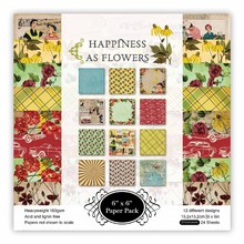 24 sheets 6"X6"Happiness as flower paper Scrapbooking paper pack handmade craft paper craft Background pad 2024 - buy cheap