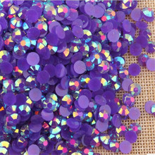 Блестящие фиолетовые желе AB цвета, без горячей фиксации, стразы из смолы с плоским основанием, без клея для декоративных искусств, 2 мм, 3 мм, 4 мм, 5 мм, 6 мм 2024 - купить недорого