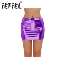 IEFiEL-minifalda brillante de charol para mujer, ropa de fiesta, faldas para discotecas, baile, ceñida 2024 - compra barato