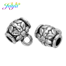 Juya 30pcs/lot Wholesale Findings Antique Silver Color Bails Charm Beads Accessories For Women Handmade Pendant Jewelry Making 2024 - buy cheap