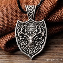 1pcs Legendary Viking Aegishjalmur Amulet Pendant Necklace Large Double Deer Sekira Viking Nordic Talisman Pendant Necklace 2024 - buy cheap