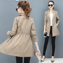 Women Trench Coat Spring Autumn Plus size Slim Korean Office Lady Single Breasted Windbreaker Women Casual Long Overcoat Female 2024 - buy cheap