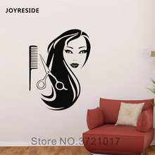 JOYRESIDE Beauty Salon Wall Hair Tools Decals Vinyl Sticker Woman Interior Decor Barber Shop Decoration Design Style Mural A1540 2024 - buy cheap