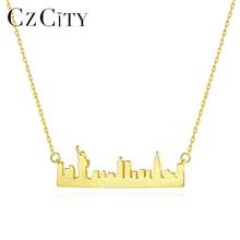 Czcity-colares com pingente de templo grego antigo, prata esterlina 925, cores branca e dourada, joia escovada, sn0342 2024 - compre barato