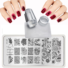 XY-J 2019 Lace Flowers Patterns for Nail Art Templates Steel plate Transparent stamp + nail stamping plates Sets Kits + Scraper 2024 - buy cheap