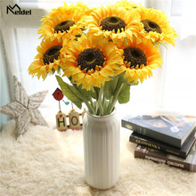 Meldel Wedding Bouquet Bridesmaids Flower Nosegay Artificial Silk Sunflower Baby's Breath Bouquet DIY Home Party Prom Decoration 2024 - buy cheap