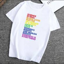 Женская футболка, с надписью «Science Is Real Black liveth Matter Love Is Love Equality», Повседневная 2024 - купить недорого