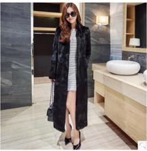 Womens longo seção casual faux vison casacos de pele casual tamanho grande preto casacos de pele 2024 - compre barato